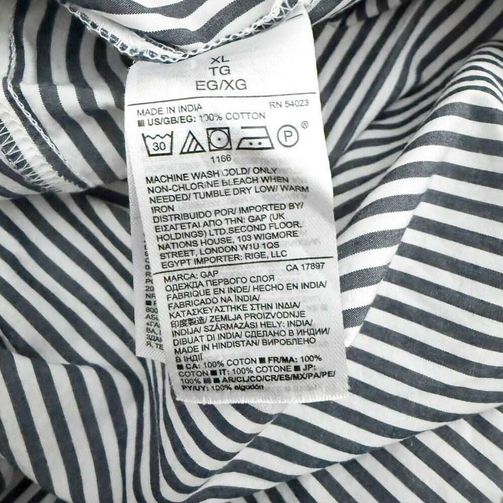 GAP | Coastal Cold Shoulder Top Blouse Blue White Banker Stripe Cotton | Size XL - Picture 6 of 6
